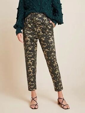 Anthropologie Cropped Floral Camo Pants